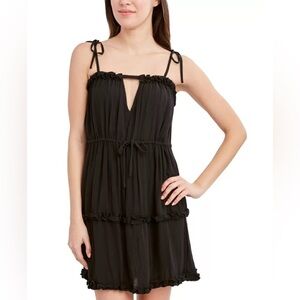 BCBGENERATION
RUFFLED CINCH WAIST SLEEVELESS DRESS SWIM COVER-UP black